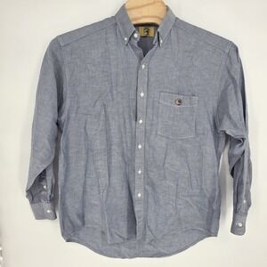 Vintage 90s DUCK HEAD Long Sleeve Button Down Shirt Men's Large Blue Made In USA